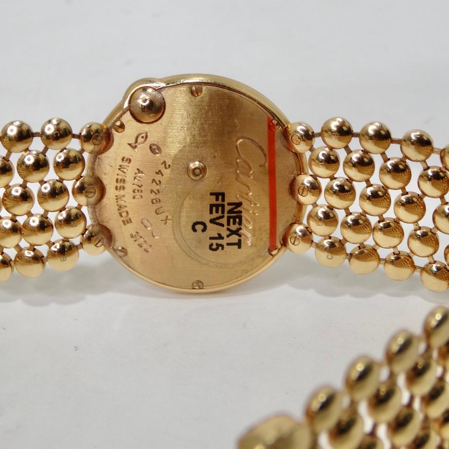 Round Cut Cartier Ballon Blanc 18 Karat Gold Diamond Bezel Mother of Pearl Dial Watch For Sale