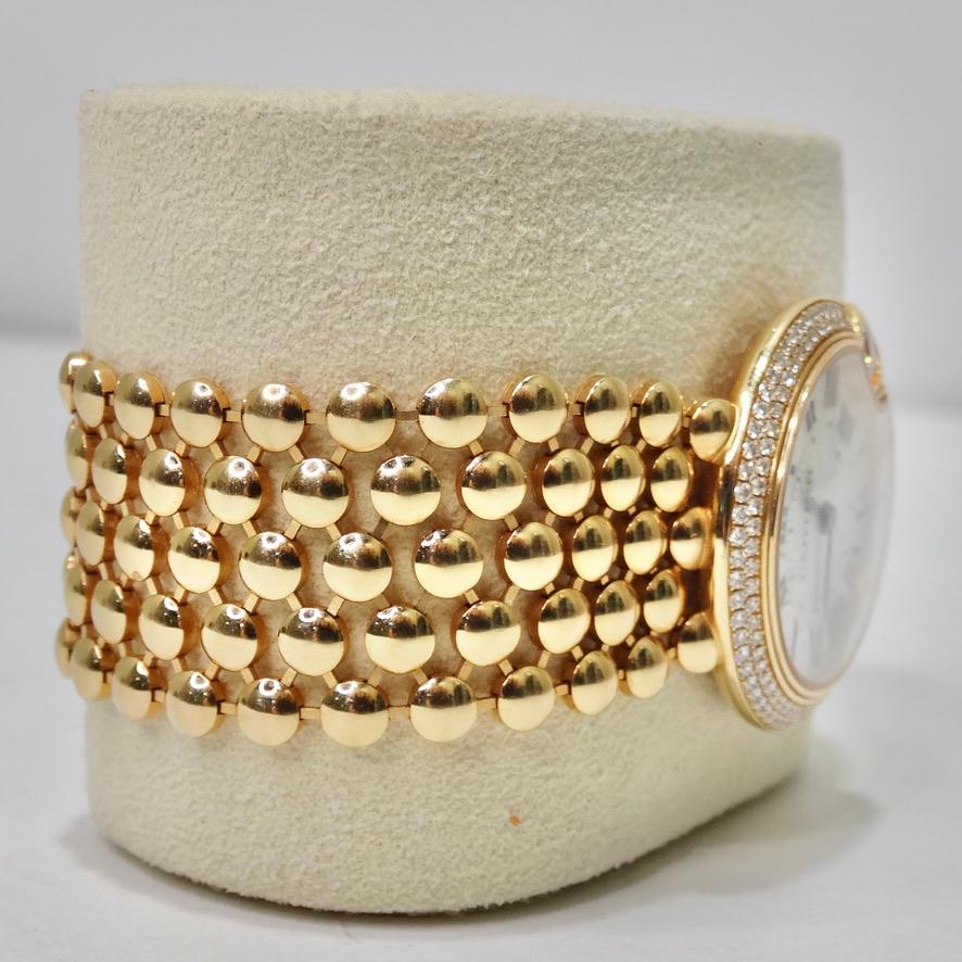 Cartier Ballon Blanc: 18 Karat Gold Perlmutt-Zifferblattuhr mit Diamant-Lünette im Angebot 4