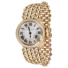 Montre Cartier Ballon Blanc en or rose 18 carats avec cadran nacre et lunette en diamants