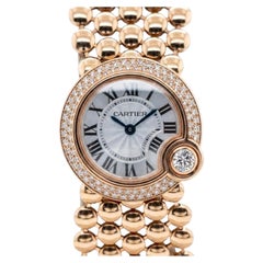 Cartier Ballon Blanc 24mm 18K Rose Gold Diamond Bezel MOP Quartz Watch