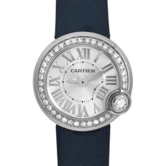 Montre Femme Cartier Ballon Blanc 26mm Acier Diamant Cadran Argenté Quartz W4BL0002