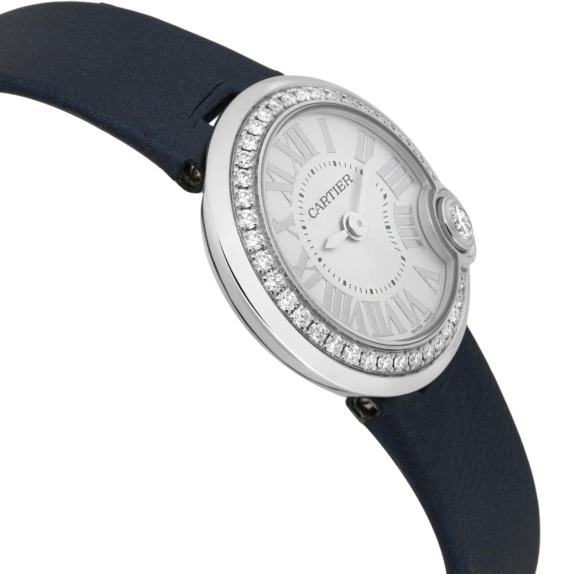 Montre Femme Cartier Ballon Blanc 26mm Acier Diamant Cadran Argenté Quartz W4BL0002 Pour femmes en vente