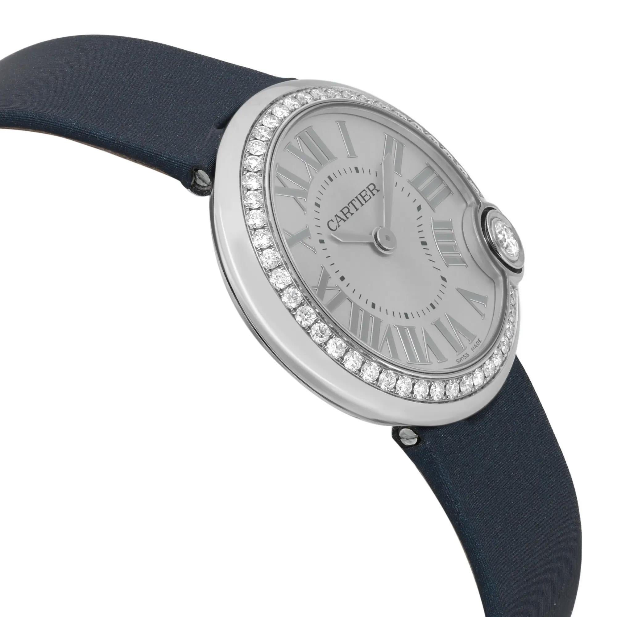 Cartier Ballon Blanc De Cartier 30MM Diamonds Silver Dial Quartz Watch W4BL0003 In Excellent Condition In New York, NY