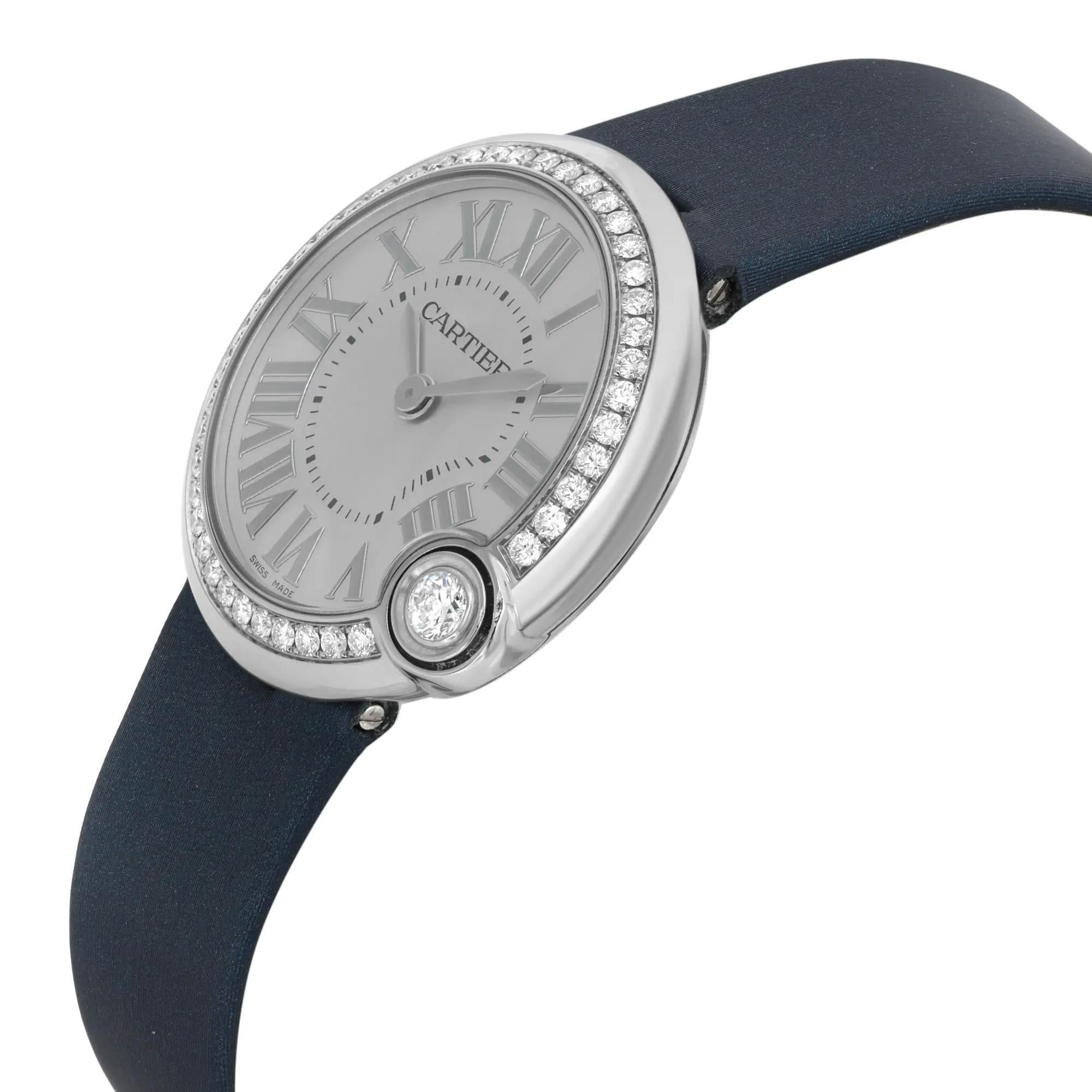 Women's Cartier Ballon Blanc De Cartier 30MM Diamonds Silver Dial Quartz Watch W4BL0003