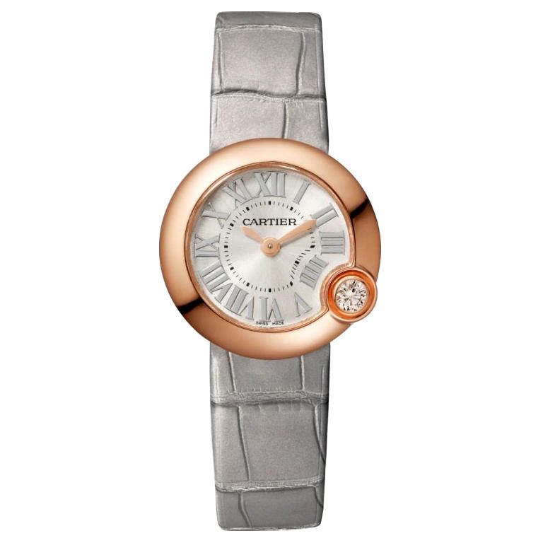 Cartier Ballon Blanc Quartz Movement Rose Gold and Diamond Watch WGBL0004 For Sale