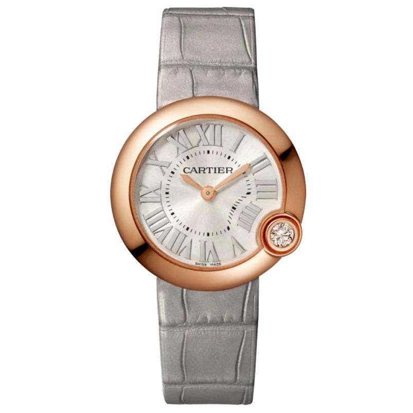 Cartier Ballon Blanc Quartz Movement Rose Gold and Diamond Watch WGBL0005 For Sale