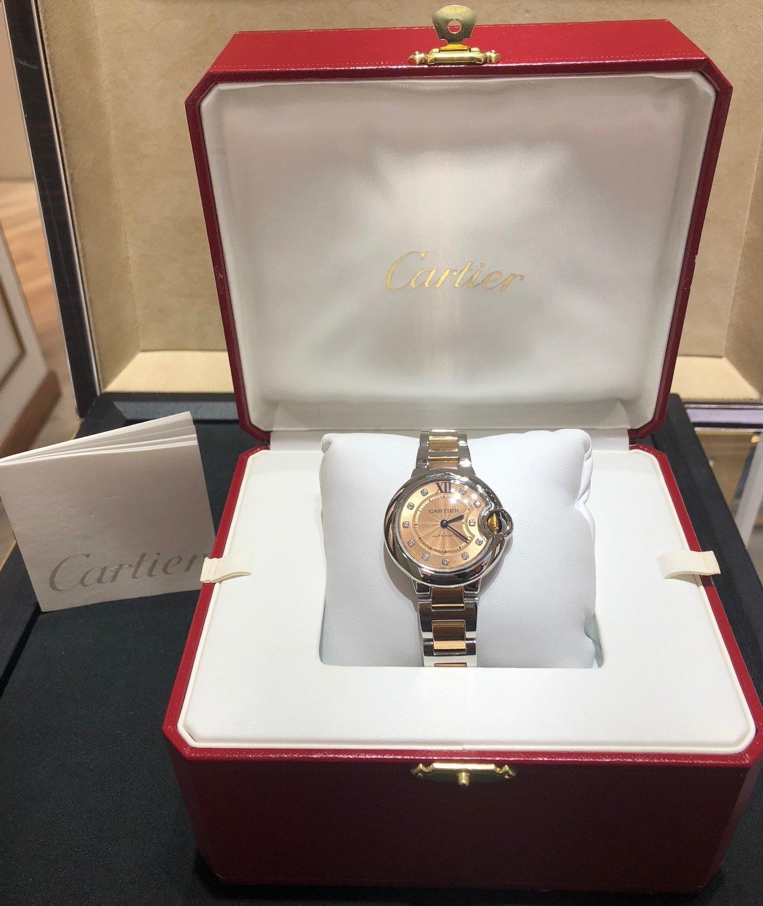 Women's Cartier Ballon Bleu 18 Karat Rose Gold Watch For Sale