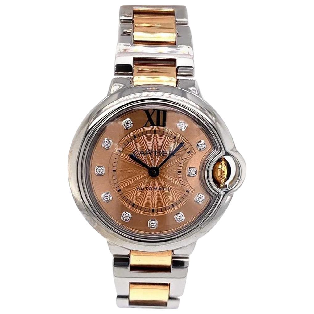 Cartier Ballon Bleu 18 Karat Rose Gold Watch For Sale