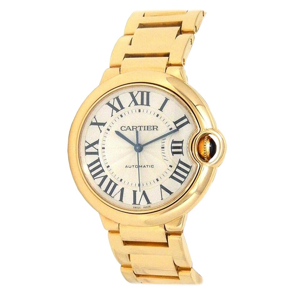 Cartier Ballon Bleu 18 Karat Yellow Gold Automatic Men's Watch W69003Z2 For Sale