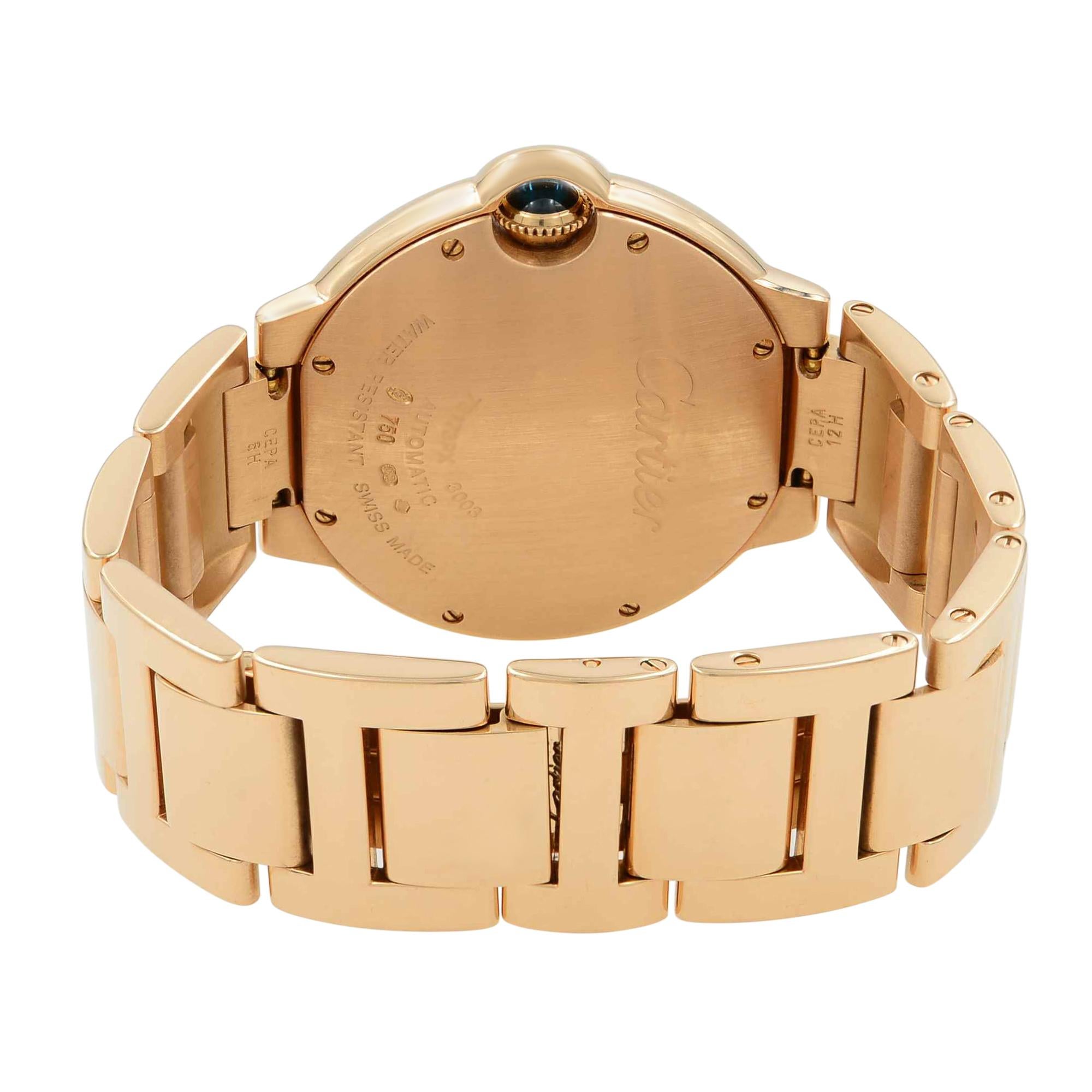 Cartier Ballon Bleu 18 Karat Rose Gold Automatic Midsize Watch W69004Z2 Mint B/P 1