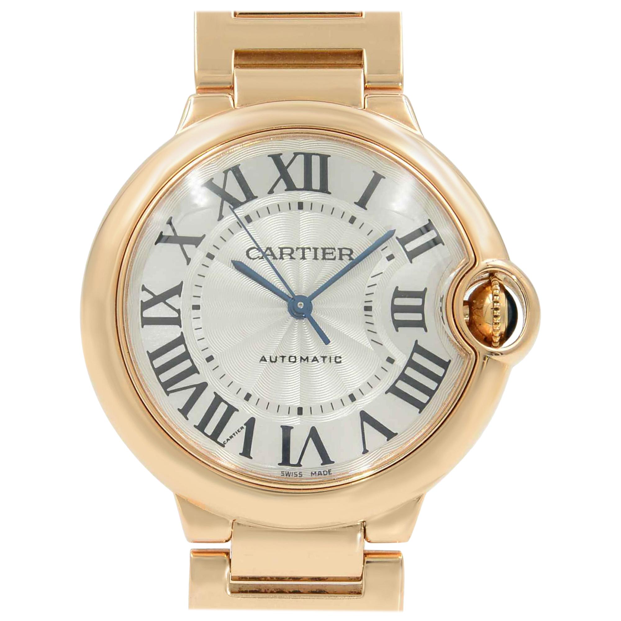 Cartier Ballon Bleu 18 Karat Rose Gold Automatic Midsize Watch W69004Z2 Mint B/P