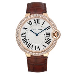 Cartier Ballon Bleu 18k Rose Gold Diamond Silver Dial Manual Wind Watch WE902055