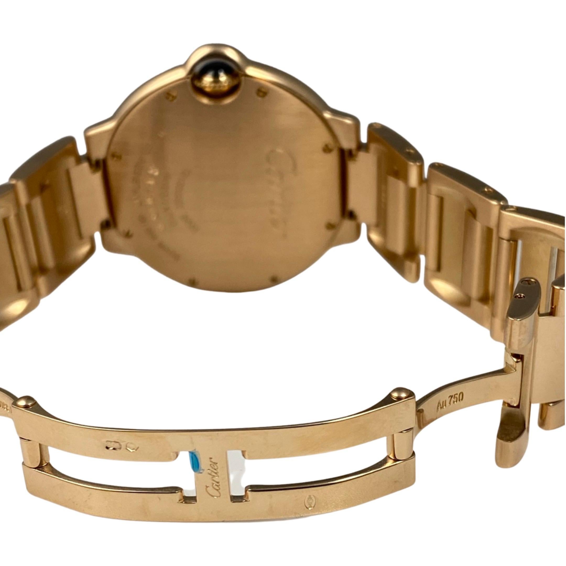 Cartier Montre Ballon Bleu 18k Rose Gold Factory Diamond Dial Ref. 3003 Pour femmes en vente