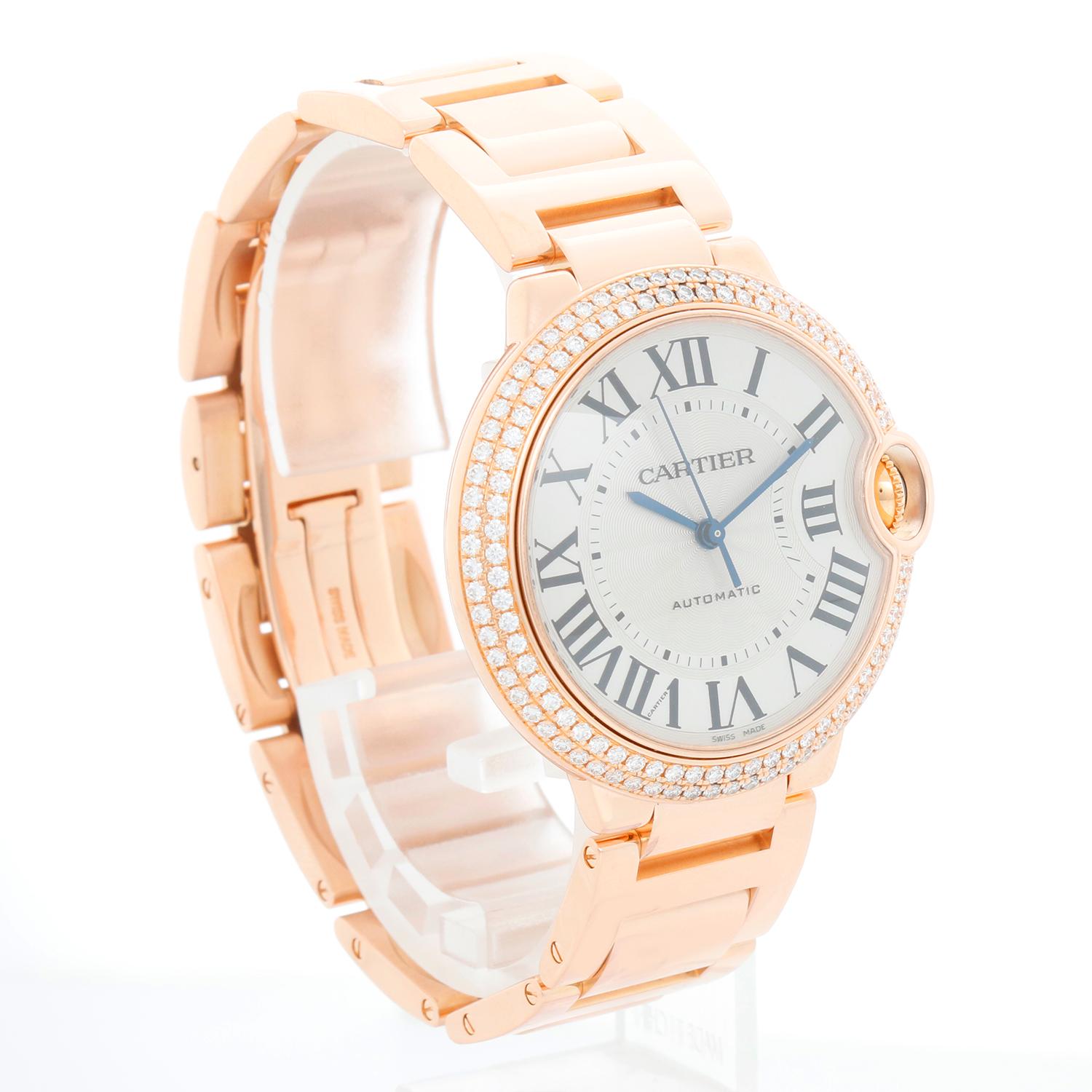 Women's or Men's Cartier Ballon Bleu 18K Rose Gold Ladies Midsize Watch WE9005Z3 3003 For Sale