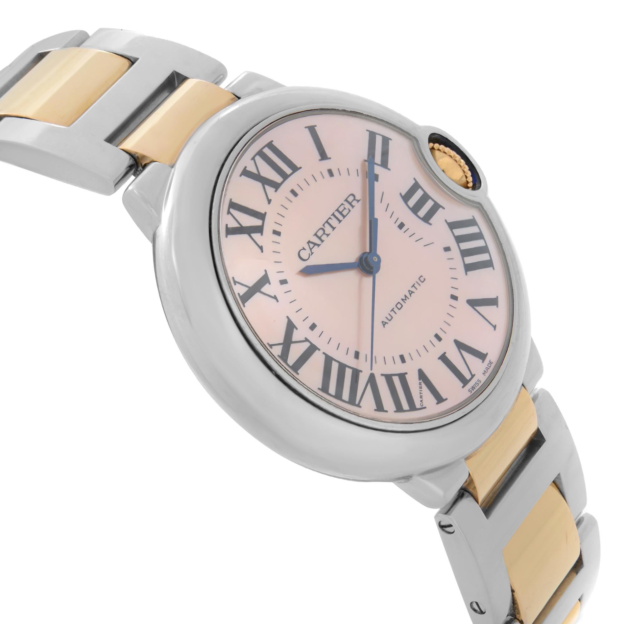 Women's Cartier Ballon Bleu 18K Rose Gold Steel Pink Dial Ladies Watch W6920033 For Sale