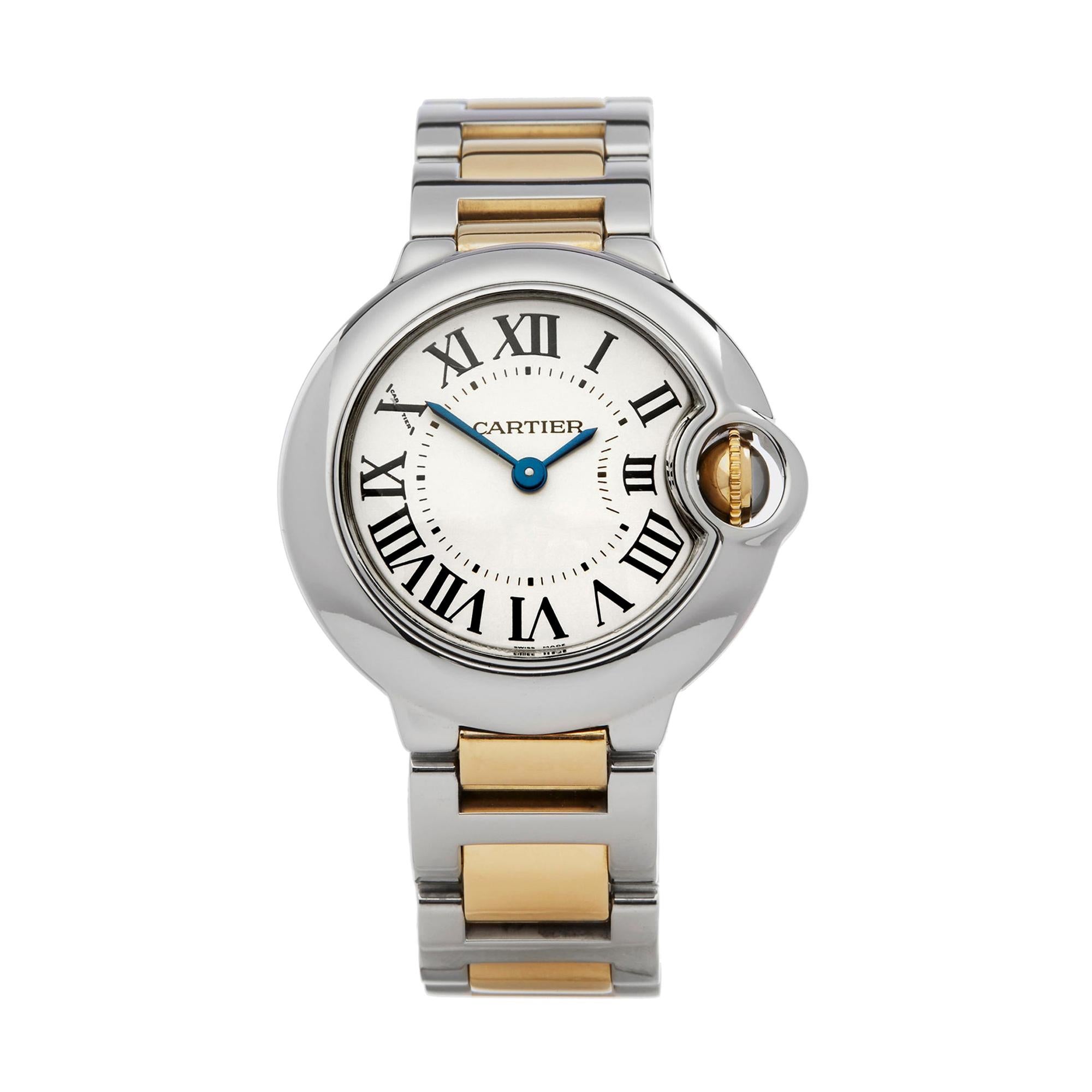 Cartier Ballon Bleu 18 Karat Stainless Steel and Rose Gold 3009 Wristwatch