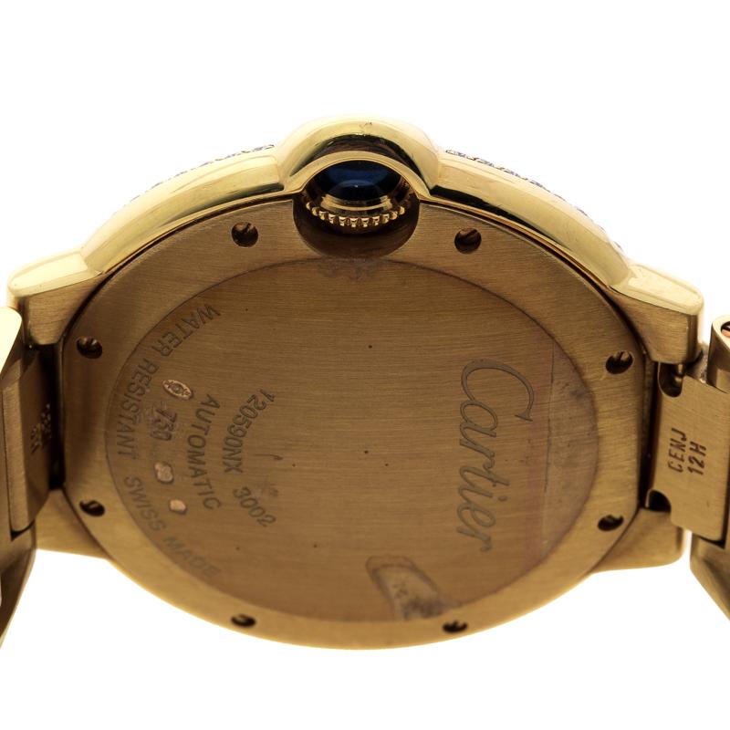 Contemporary Cartier Ballon Bleu 18k Yellow Gold & Diamonds 3002 Women's Wristwatch 36MM