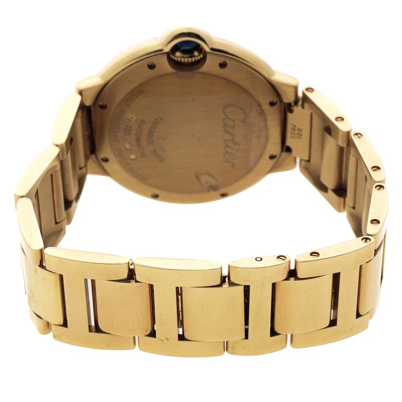 Cartier Ballon Bleu 18k Yellow Gold & Diamonds 3002 Women's Wristwatch 36MM In Good Condition In Dubai, Al Qouz 2