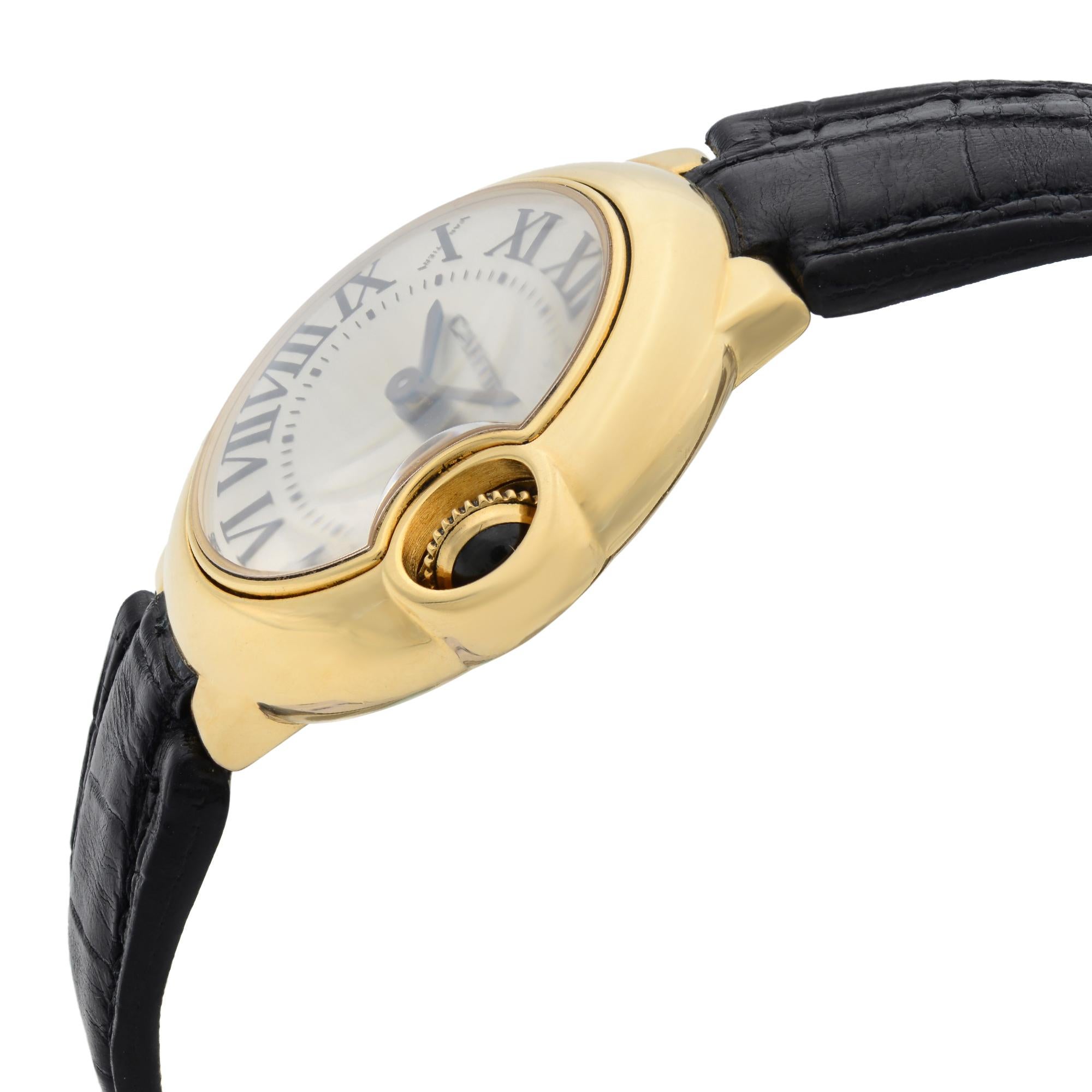 Cartier Ballon Bleu 18k Yellow Gold Silver Dial Quartz Ladies Watch W6900156 In Good Condition In New York, NY