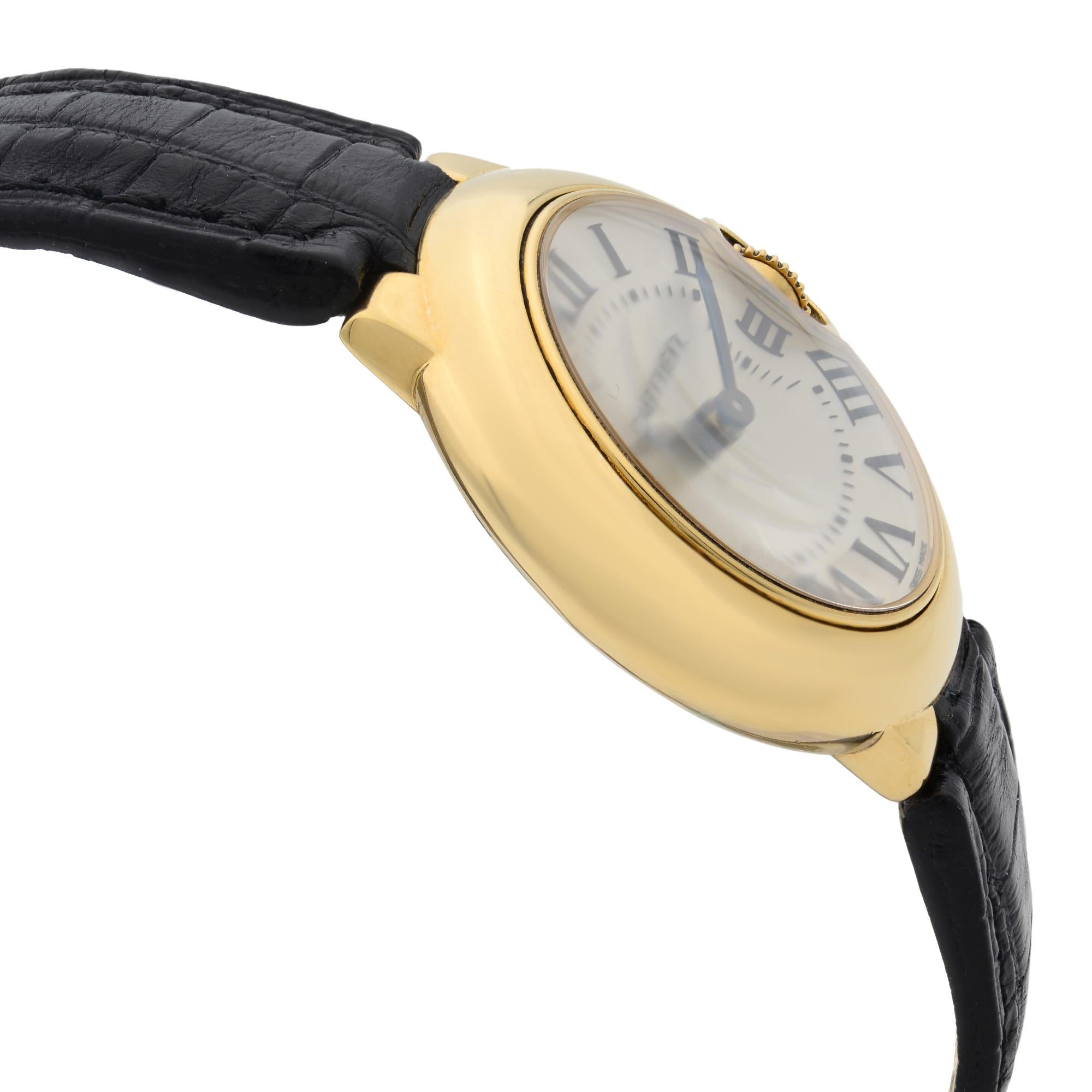 Women's Cartier Ballon Bleu 18k Yellow Gold Silver Dial Quartz Ladies Watch W6900156