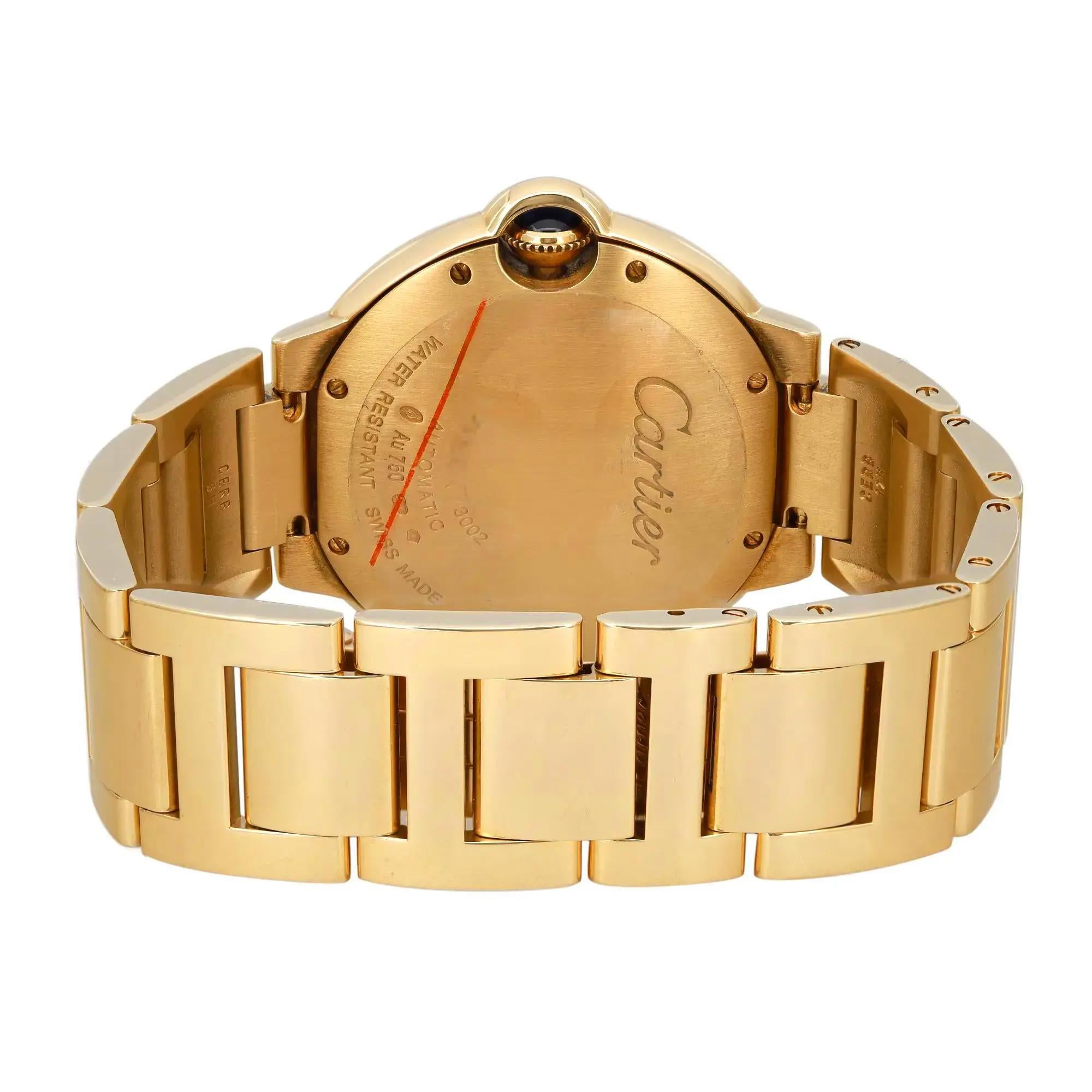 Women's Cartier Ballon Bleu 18K Yellow Gold Silver Diamond Dial Ladies Watch WE902027 For Sale