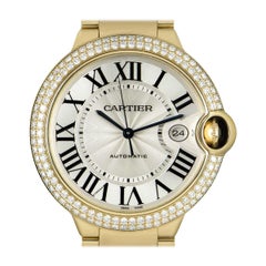 Cartier Montre Ballon Bleu 18 carats avec cadran guilloché en or et argent serti de diamants WE9007Z3