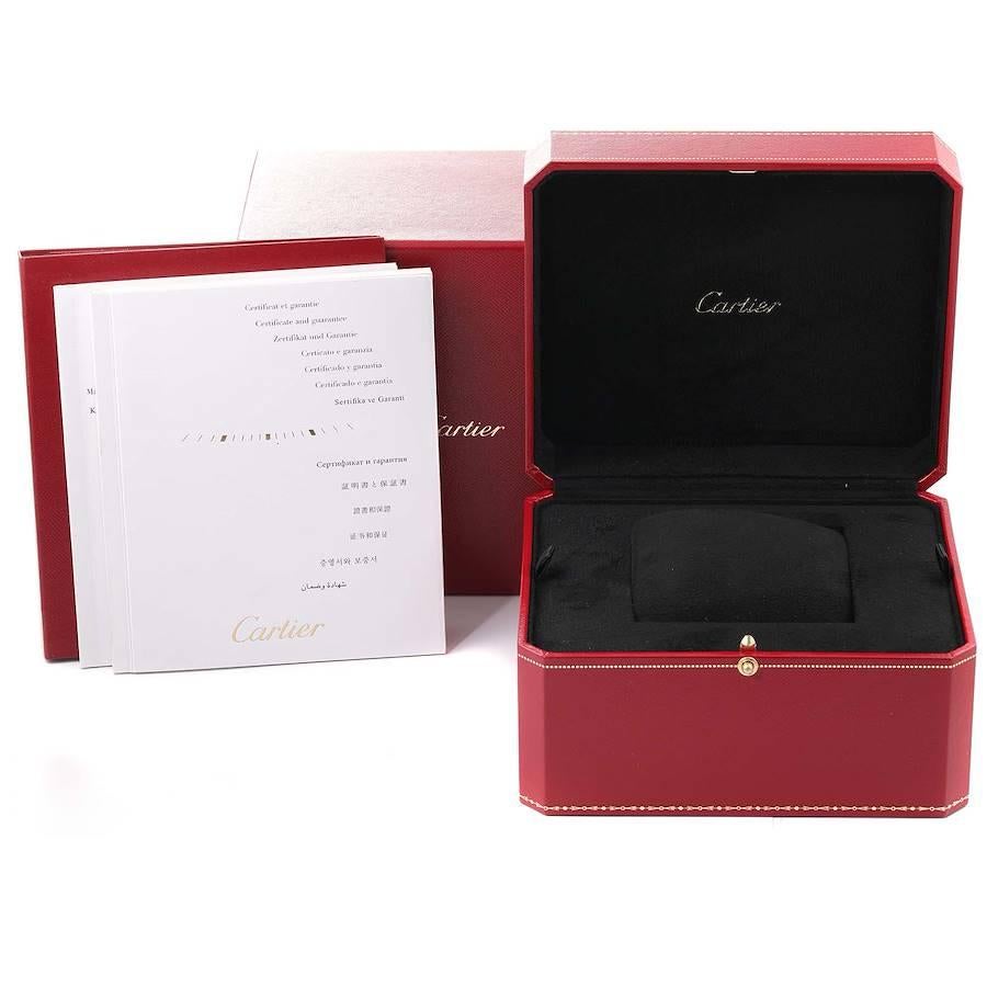 Cartier Montre Ballon Bleu 28 en or rose et diamants pour femmes WE902050 Boîte et papiers d'origine en vente 7