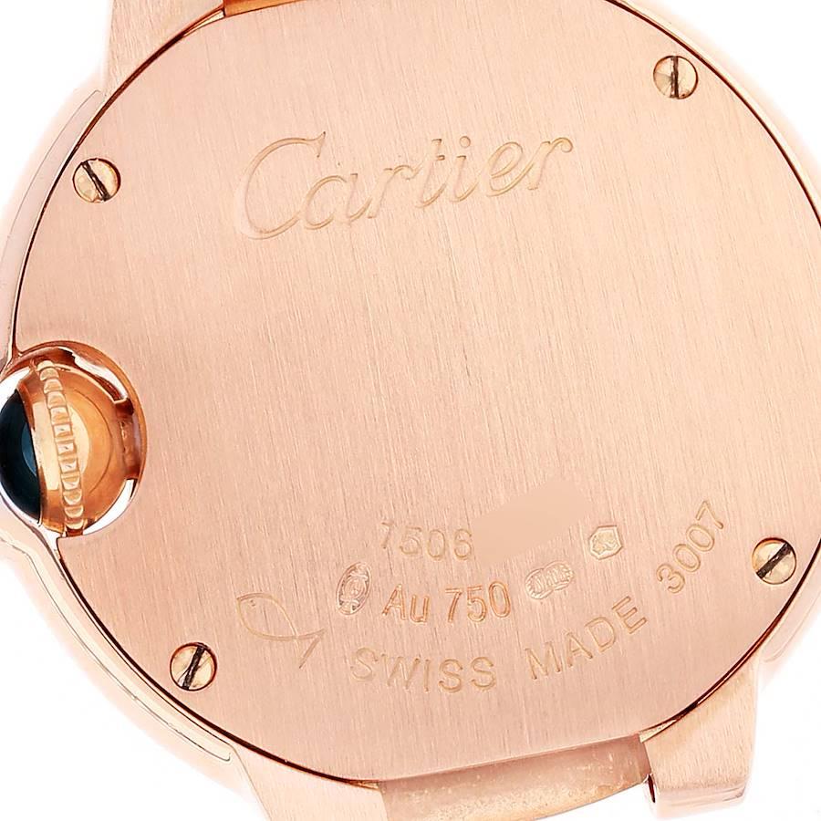 Cartier Ballon Bleu 28 Silver Dial Rose Gold Ladies Watch W69002Z2 Box Papers In Excellent Condition For Sale In Atlanta, GA