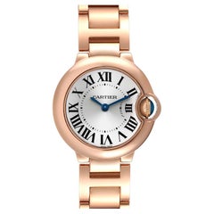 Cartier Ballon Bleu 28 Silver Dial Rose Gold Ladies Watch W69002Z2 Box Papers