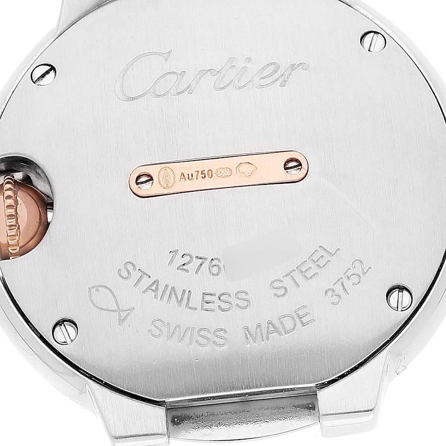 Cartier Ballon Bleu 28 Steel Rose Gold Diamond Watch W3BB0005 Box Papers In Excellent Condition In Atlanta, GA