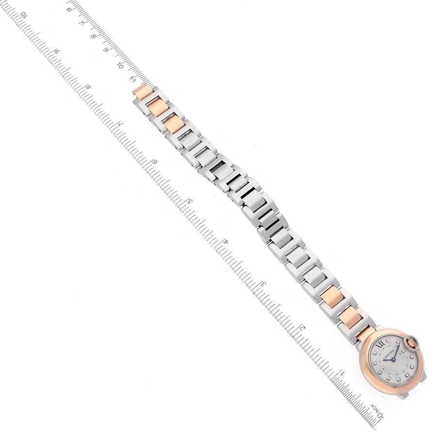 Cartier Ballon Bleu 28 Steel Rose Gold Diamond Watch W3BB0005 Box Papers 1
