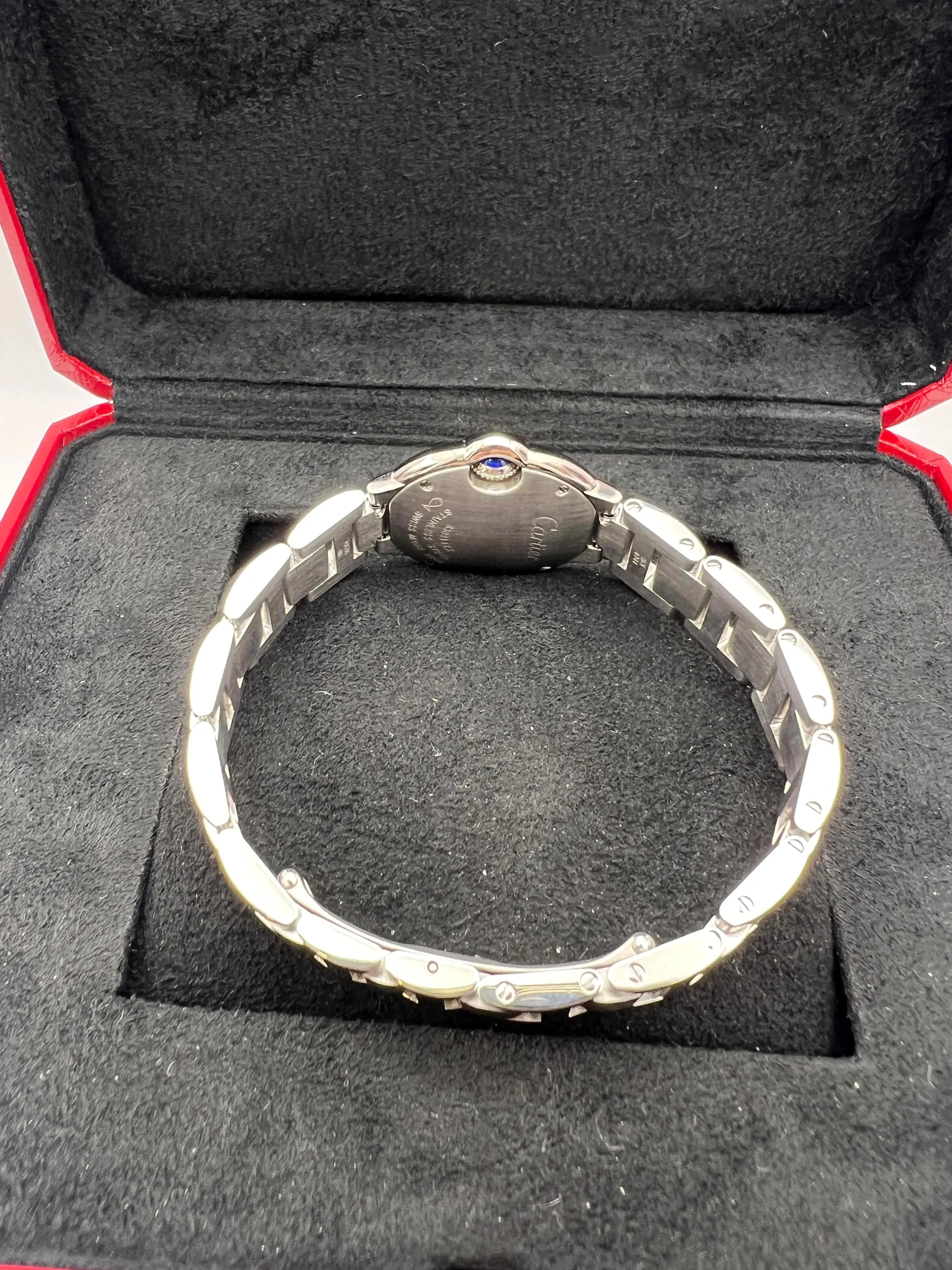 Cartier Ballon Bleu 28mm Factory Diamond Bezel W4BB0015 Argent Cadran Boîte Papiers en vente 7