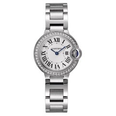 Cartier Ballon Bleu 28mm Fábrica Bisel Diamante W4BB0015 Esfera Plata Caja Papeles