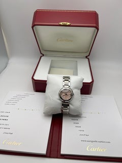 Cartier Ballon Bleu 28mm Pink Dial Box & Papers Steel Quartz Watch W6920038