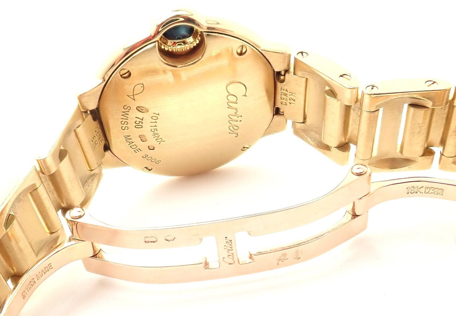 Cartier Ballon Bleu 28mm Quartz Yellow Gold Watch W69001Z2 In Excellent Condition In Holland, PA