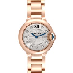 Cartier Ballon Bleu 28mm Rose Gold Diamond Dial Ladies Watch WE902025 Card