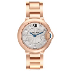 Cartier Ballon Bleu 28mm Rose Gold Diamond Dial Ladies Watch WE902025