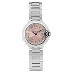 Cartier Ballon Bleu Steel Pink Roman Dial Ladies Quartz Watch W6920038