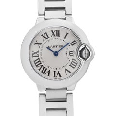 Cartier Ballon Bleu 28mm Steel Silver Dial Quartz Ladies Watch W69010Z4