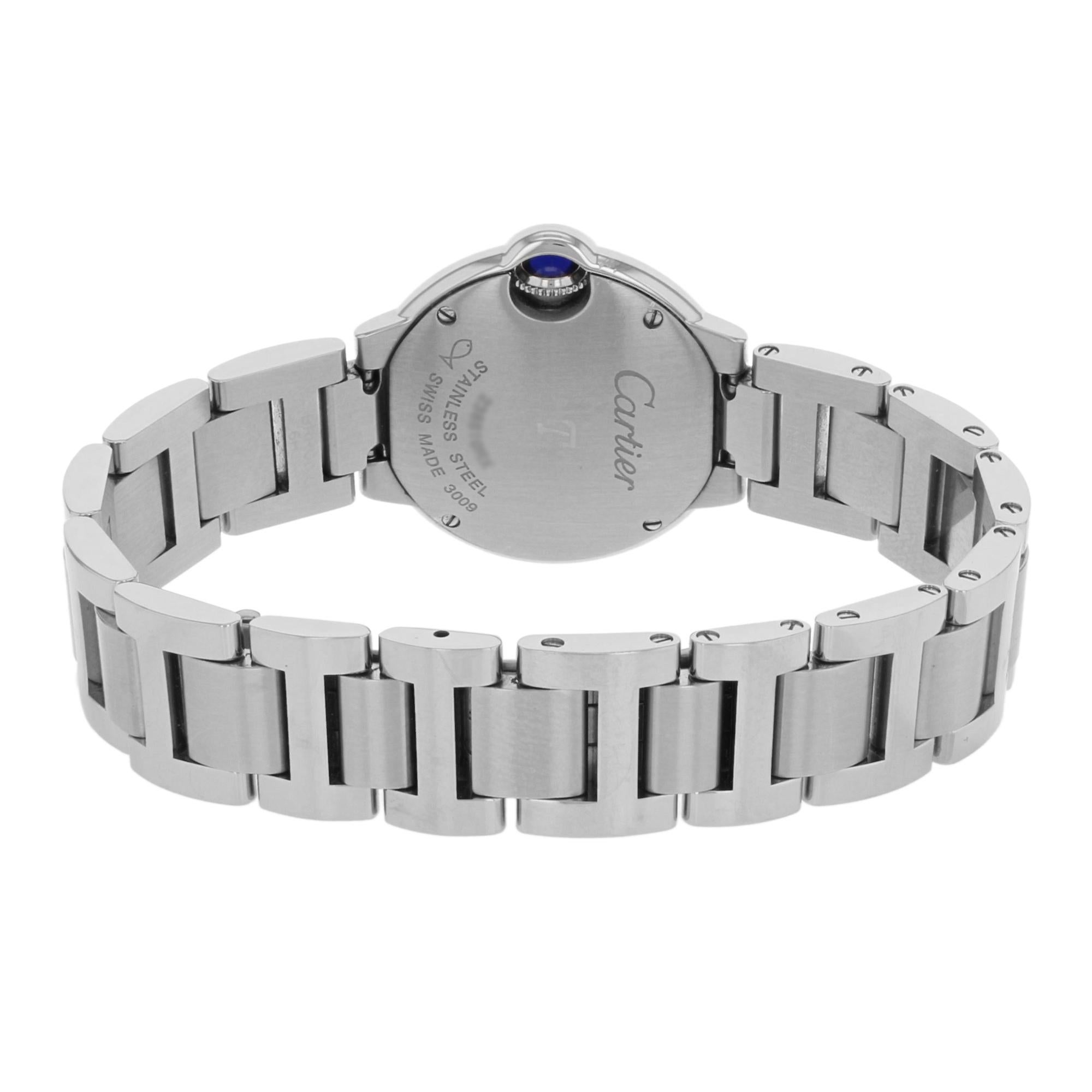 cartier ballon bleu steel women's watch w69010z4 - silver