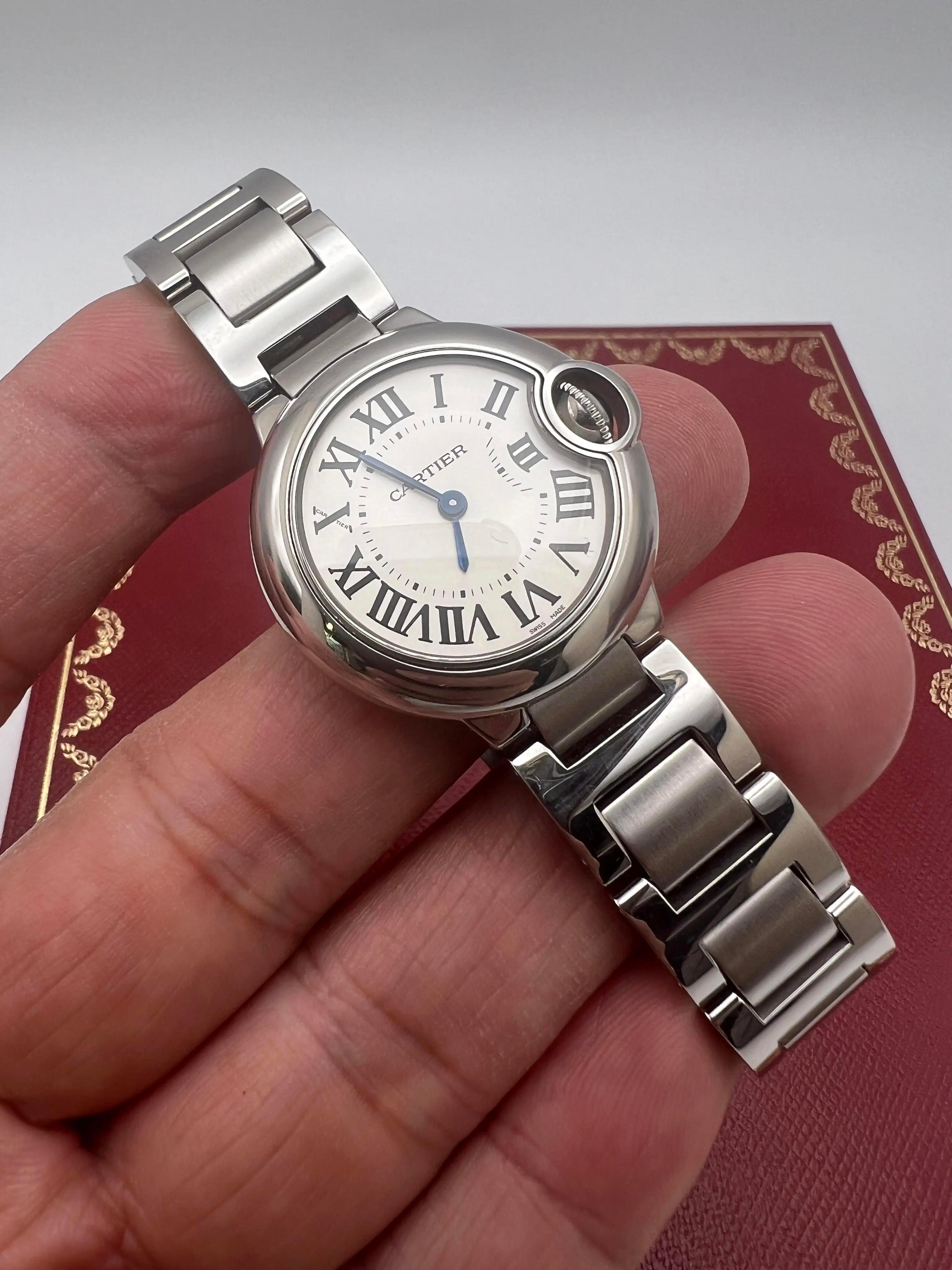 Cartier Ballon Bleu 28mm W69010Z4 Quadrante argento Orologio da donna al quarzo Papers in vendita 6