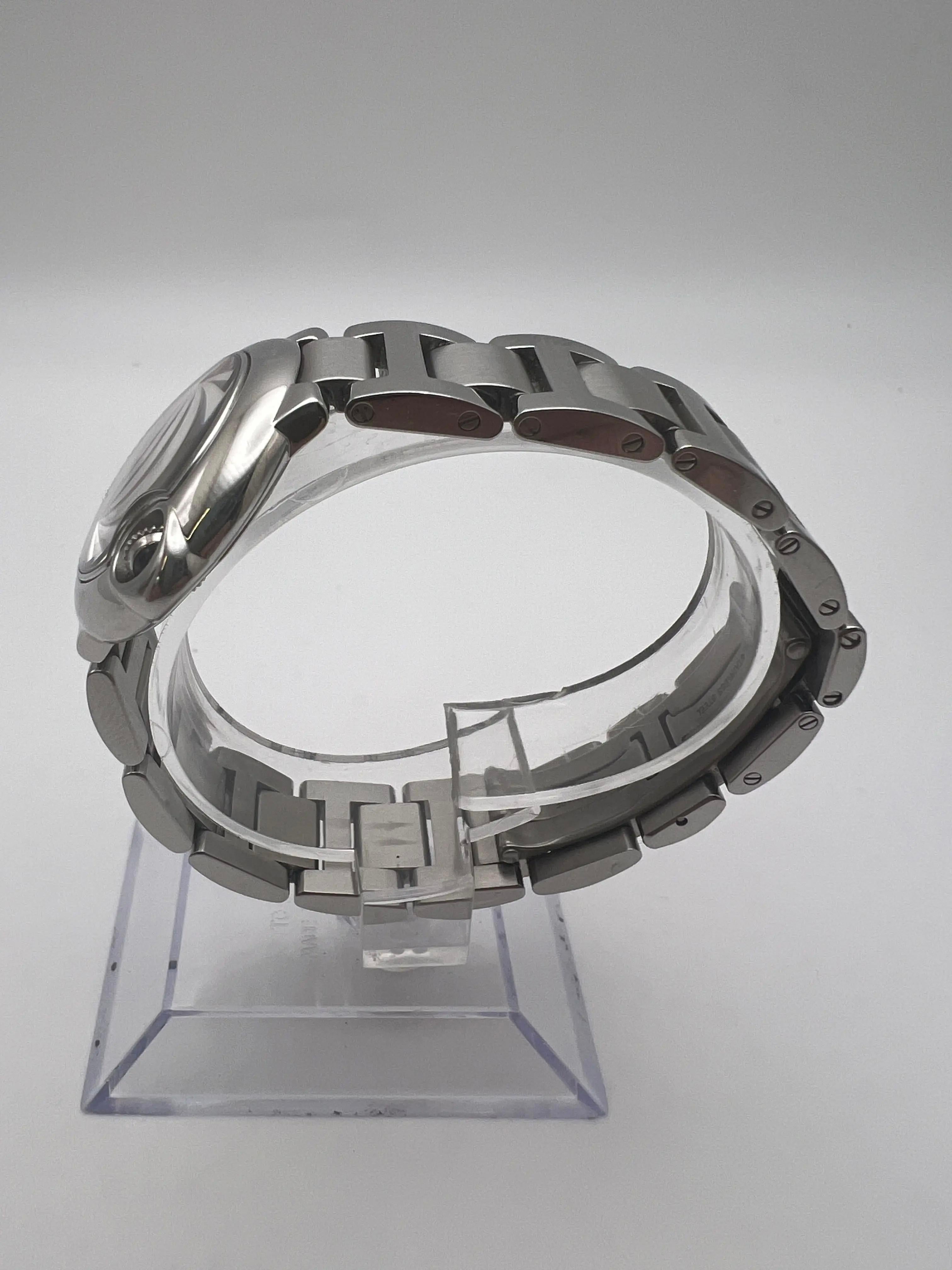 Cartier Ballon Bleu 28mm W69010Z4 Quadrante argento Orologio da donna al quarzo Papers in vendita 4