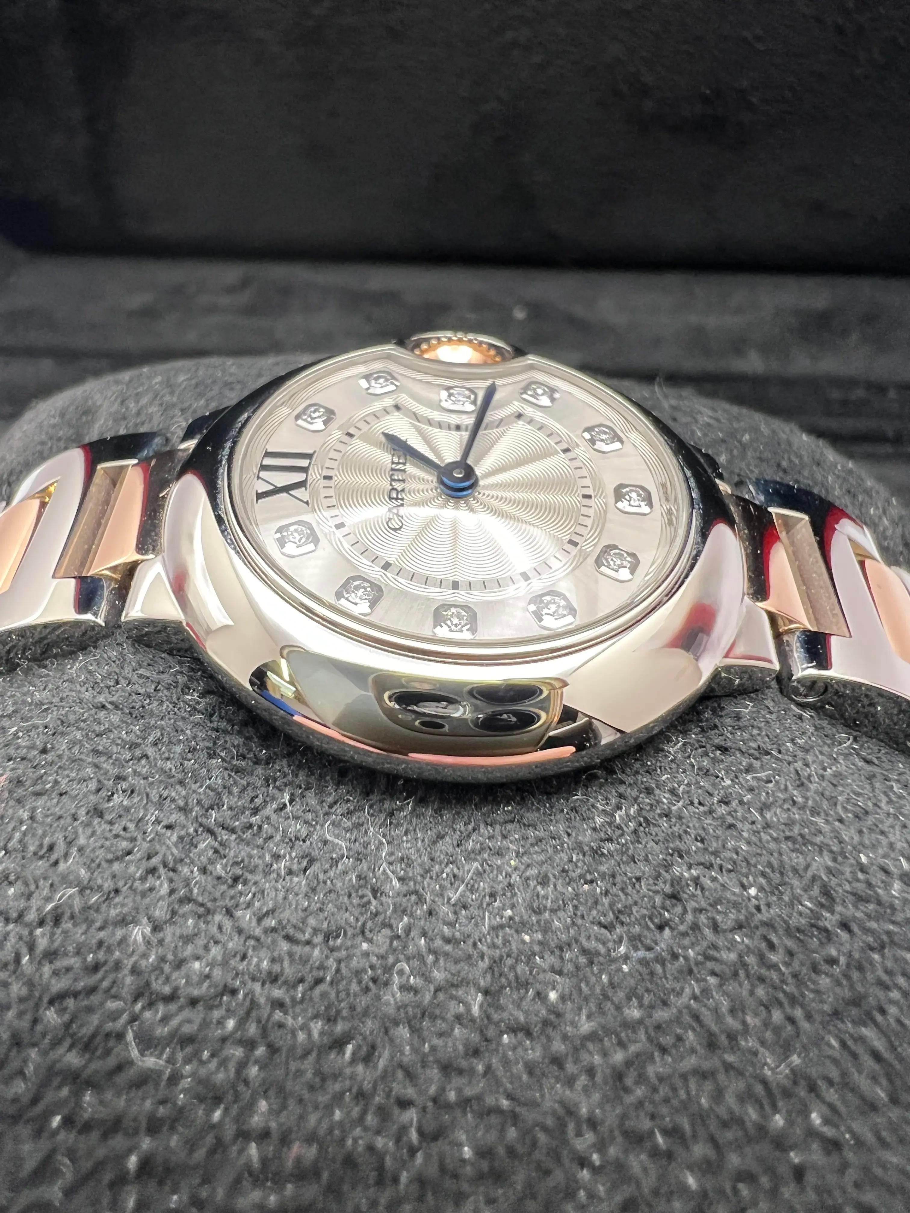 Cartier Ballon Bleu 28mm WE902030 18K Rose Steel Silver Diamond Dial For Sale 3