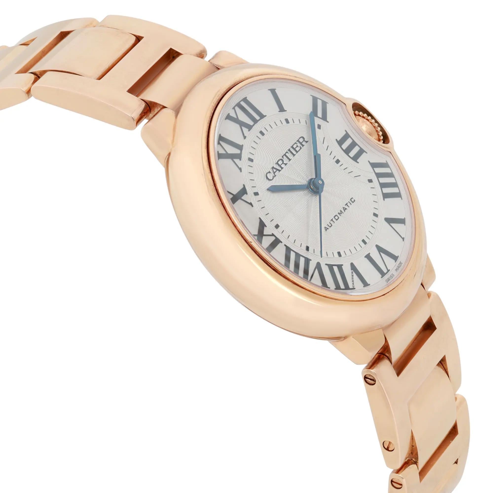 Cartier Ballon Bleu 3003 Oro rosa 18k Quadrante argento Orologio Unisex W69004Z2 in vendita 1