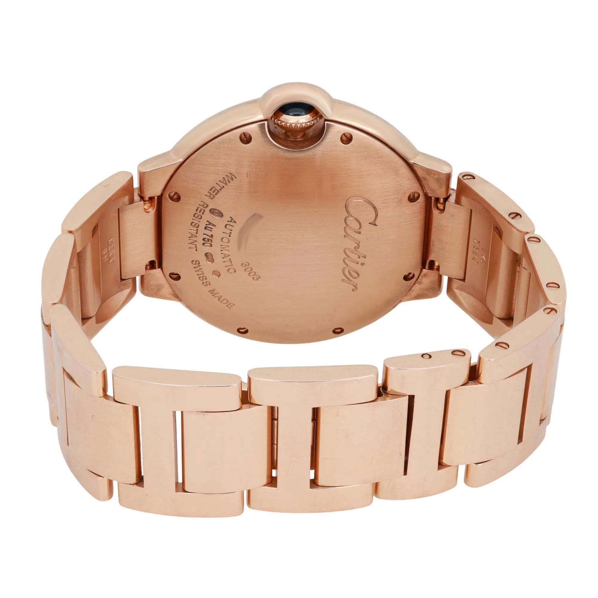Cartier Ballon Bleu 3003 Oro rosa 18k Quadrante argento Orologio Unisex W69004Z2 in vendita 2