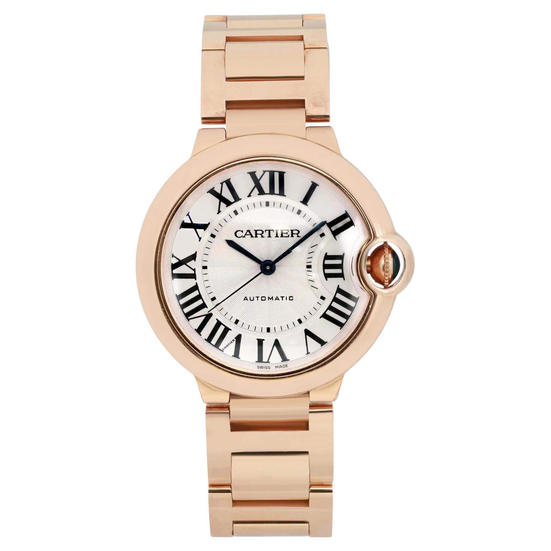 Cartier Ballon Bleu 3003 Oro rosa 18k Quadrante argento Orologio Unisex W69004Z2 in vendita