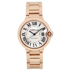 Cartier Ballon Bleu 3003 18k Rose Gold Silver Dial Unisex Watch W69004Z2