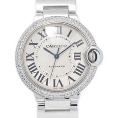 Cartier Ballon Bleu 3004 WE96006Z3 Auto 18k WG Factory Diamonds Lady Watch 36mm