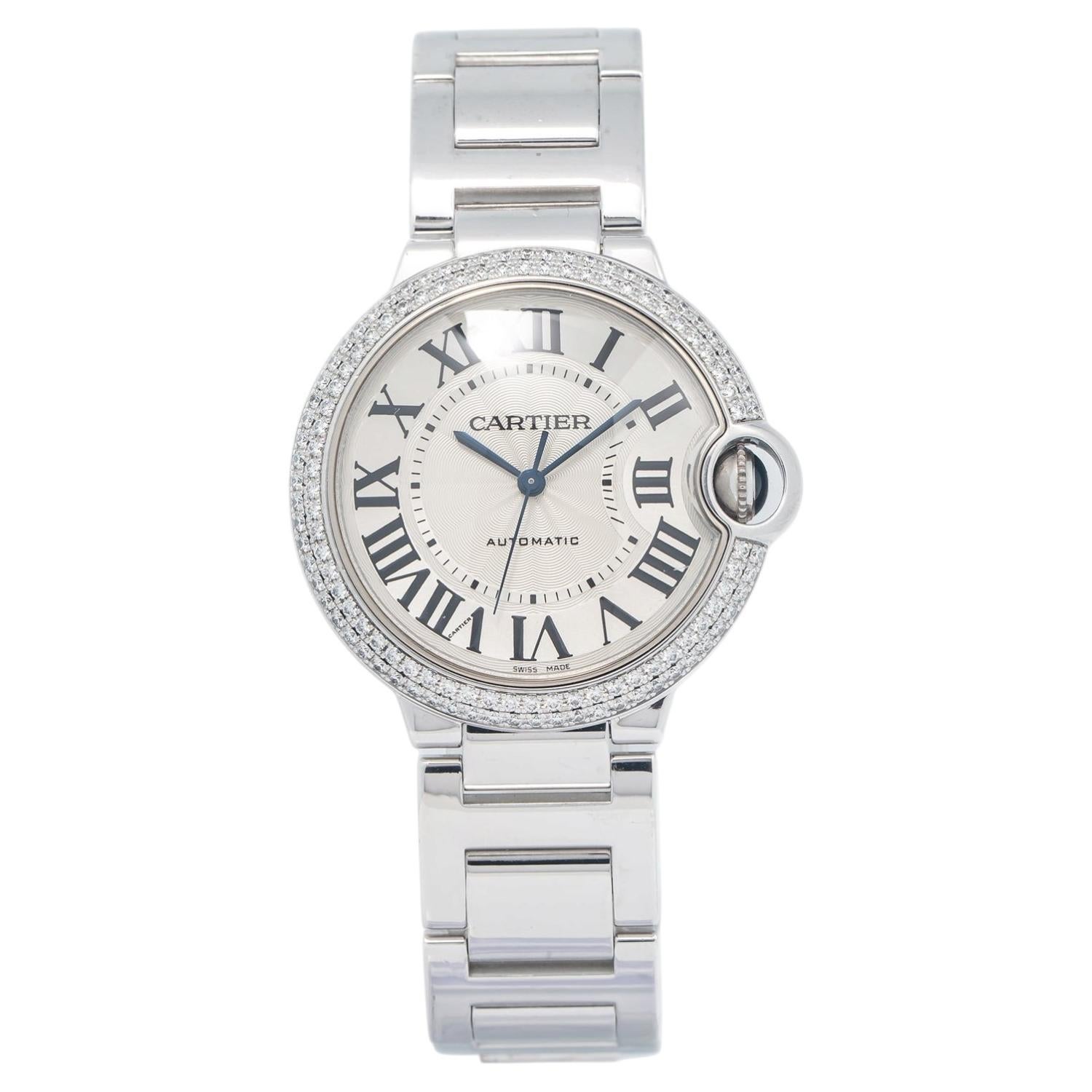 Cartier Ballon Bleu 3004 WE96006Z3 Auto 18k WG Factory Diamonds Lady Watch 36mm