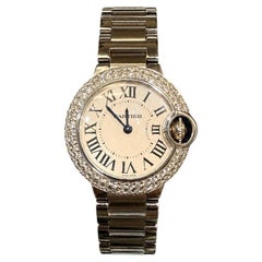 Cartier Ballon Bleu 3009 Stainless Steel Custom Diamond Bezel 28mm Watch